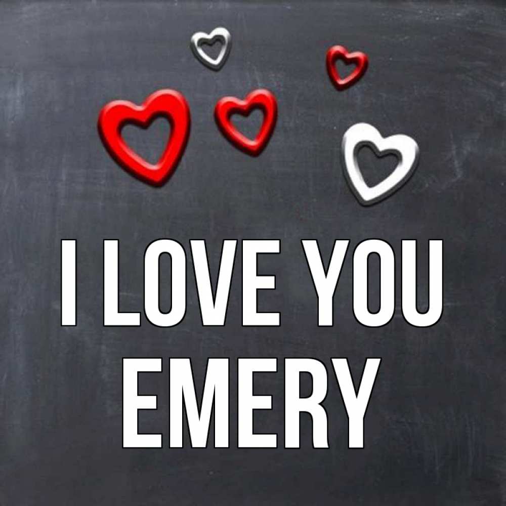 Greetings card с именем, Emery I love you сердечки белые и красные Greetings with text for free download 