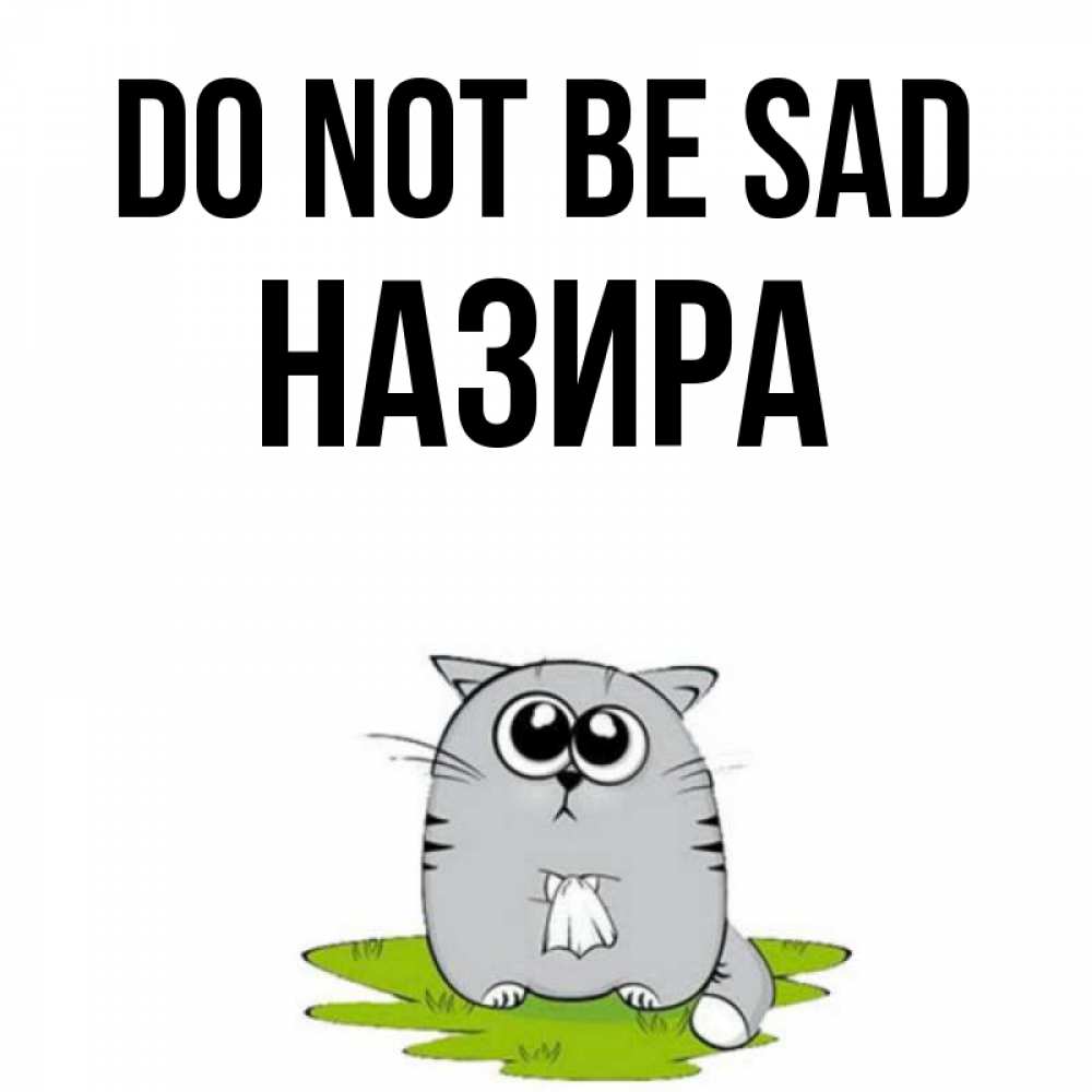 Greetings card с именем, Назира Do not be sad грустный котяра Greetings with text for free download 