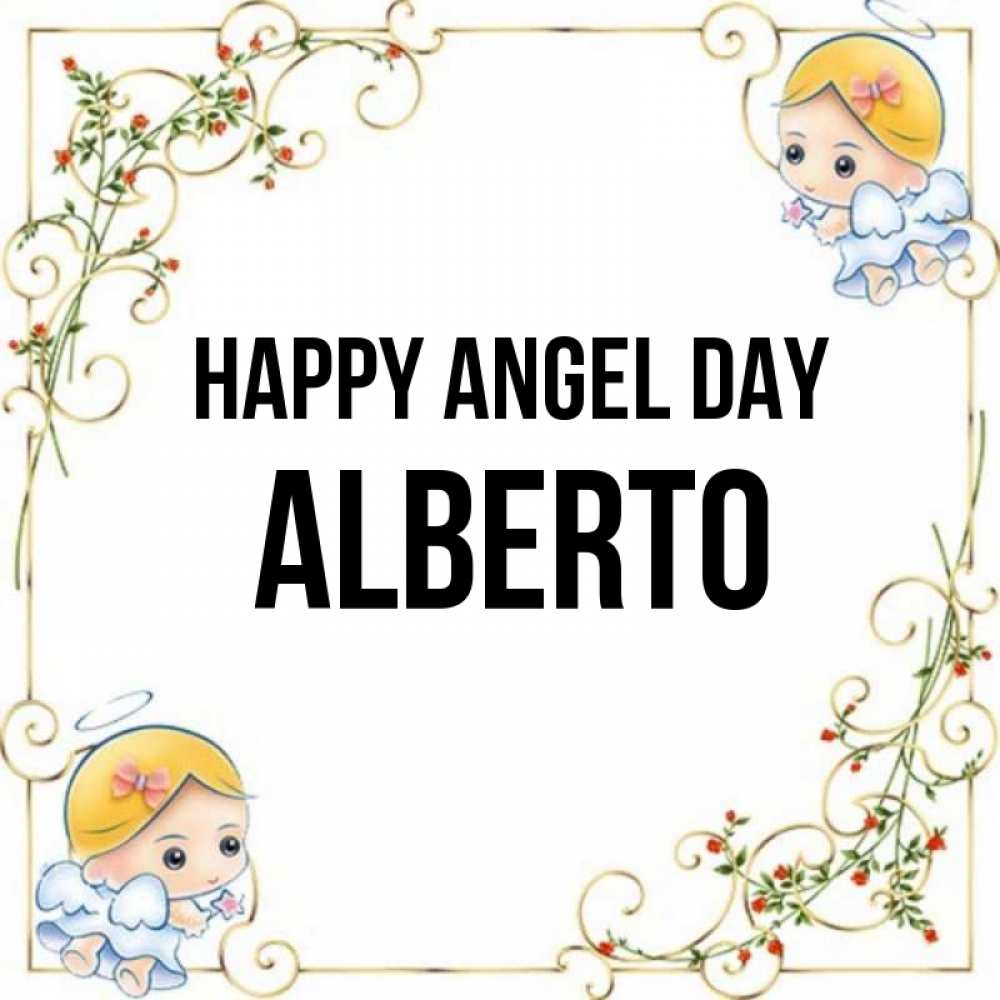Greetings card с именем, Alberto happy angel day девочки ангелы Greetings with text for free download 