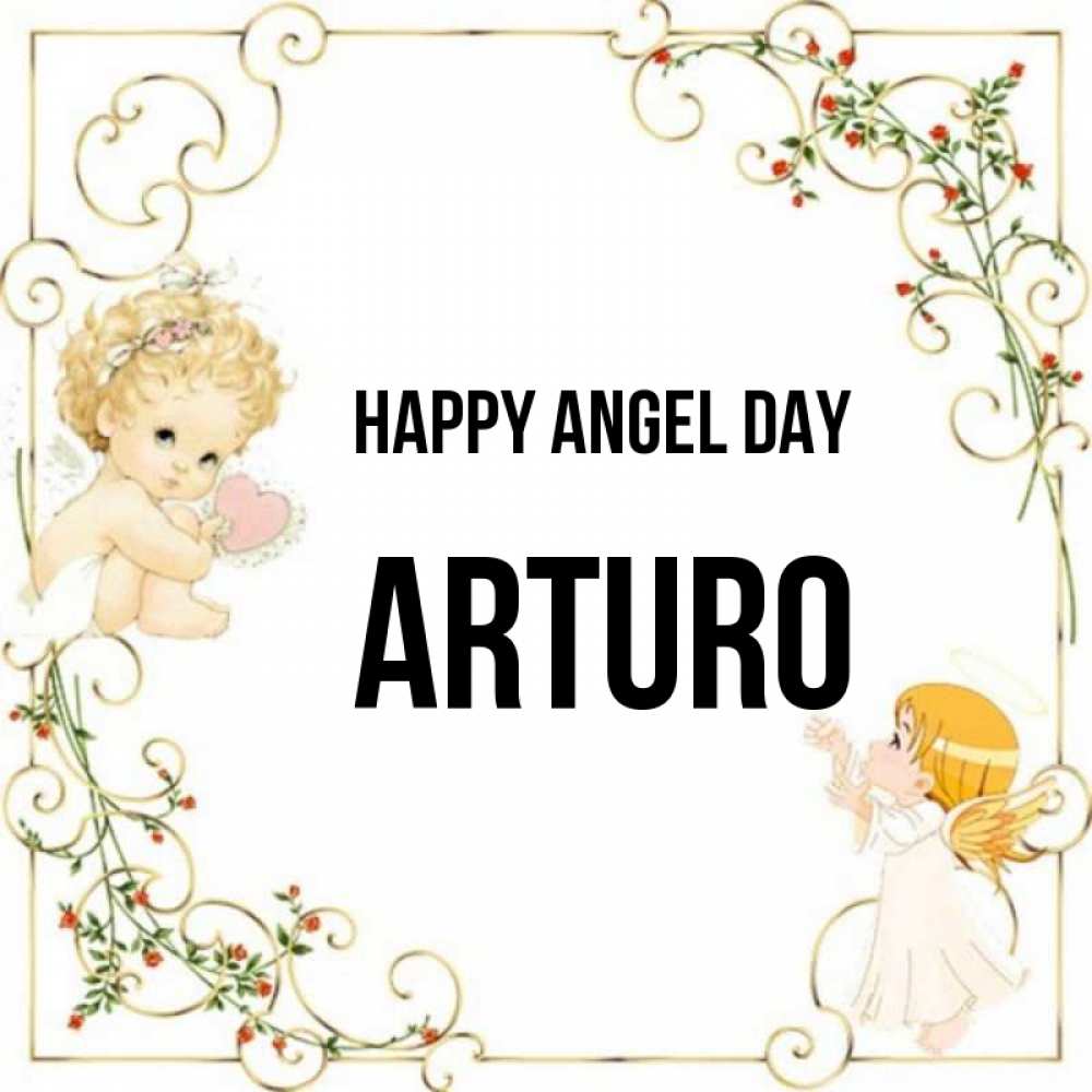 Greetings card с именем, Arturo happy angel day ангелы желают прекрасных именин Greetings with text for free download 