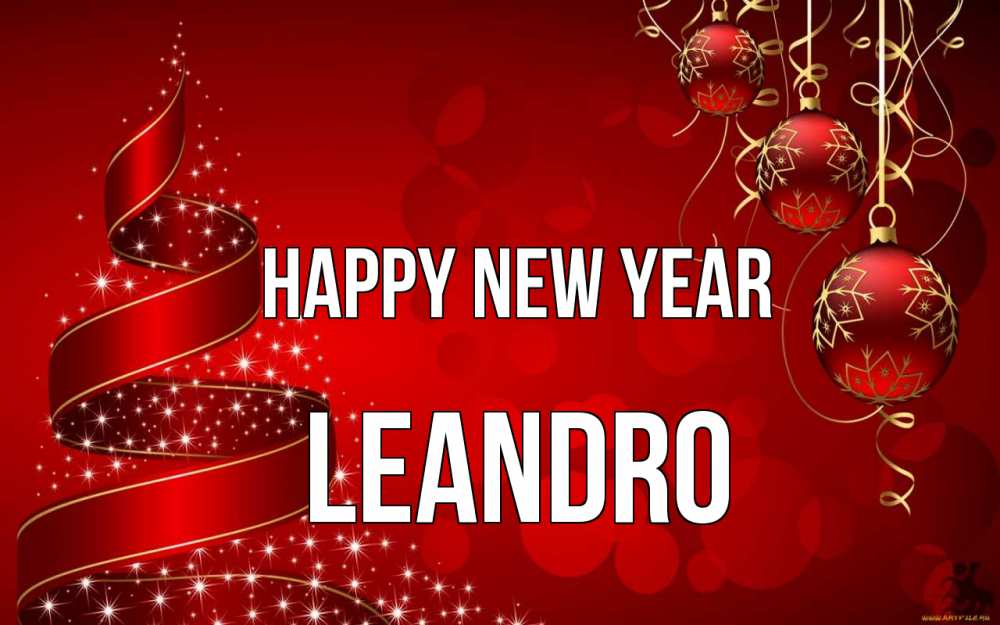 Greetings card с именем, Leandro Happy New Year новый год Greetings with text for free download 