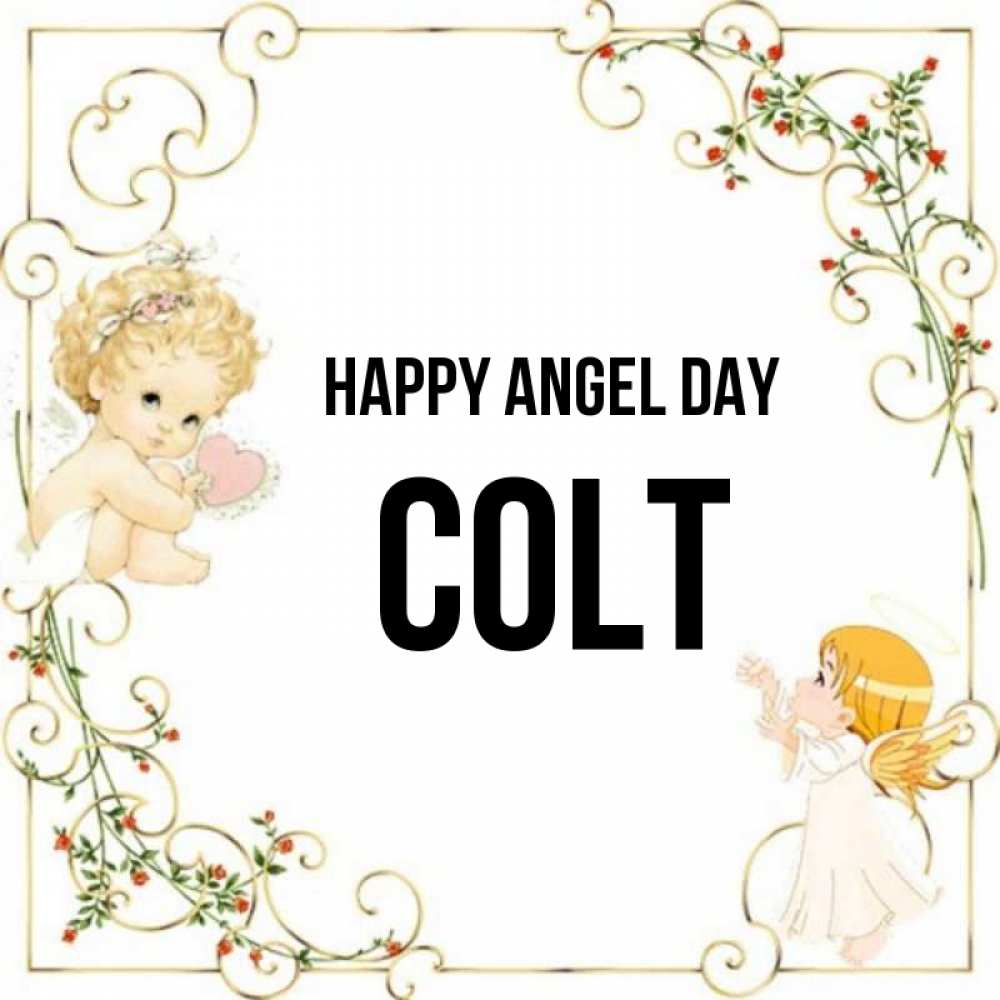 Greetings card с именем, Colt happy angel day ангелы желают прекрасных именин Greetings with text for free download 