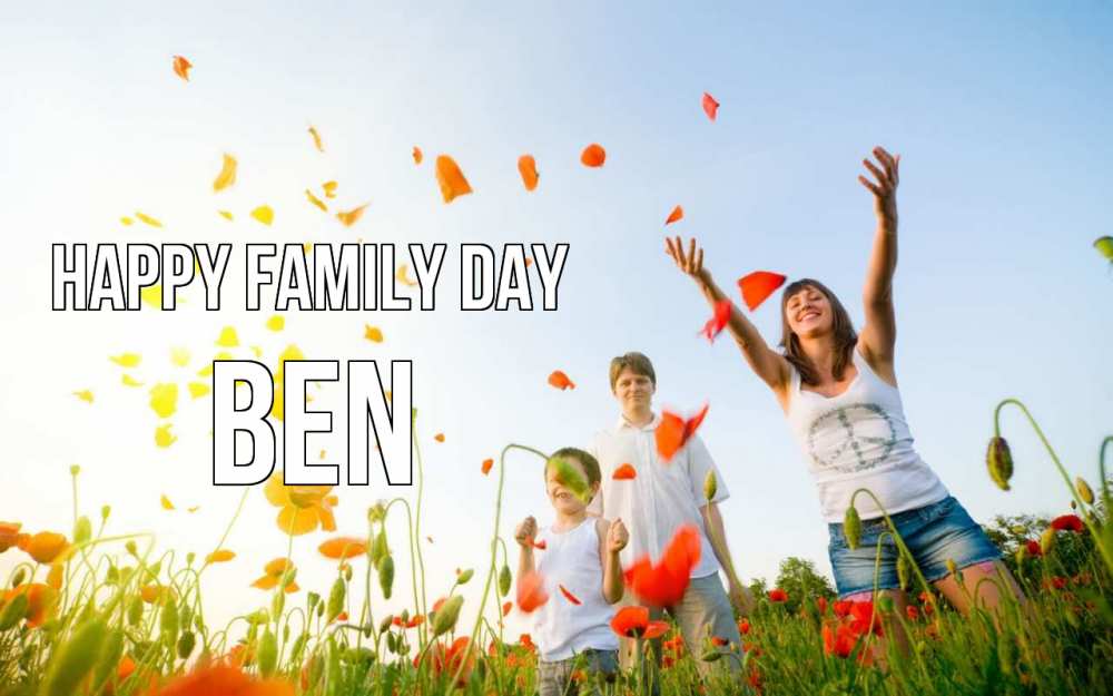 Greetings card с именем, Ben happy family day с днем семьи Greetings with text for free download 