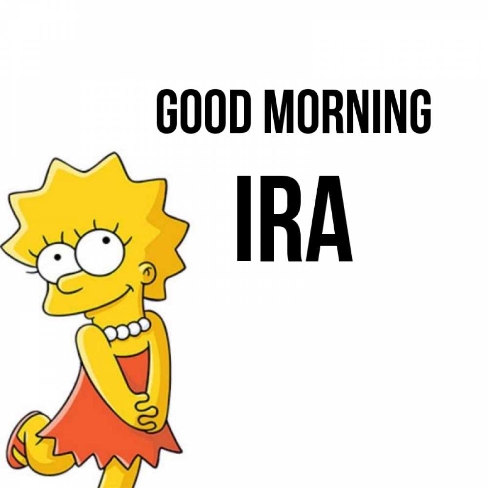 Greetings card с именем, Ira Good morning в платье и ожерелье Greetings with text for free download 