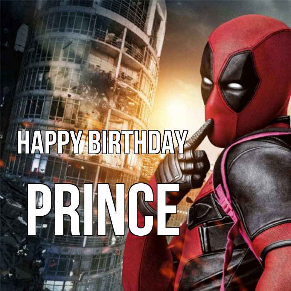 Greetings card с именем, Prince Happy Birthday с супергероями Greetings with text for free download 