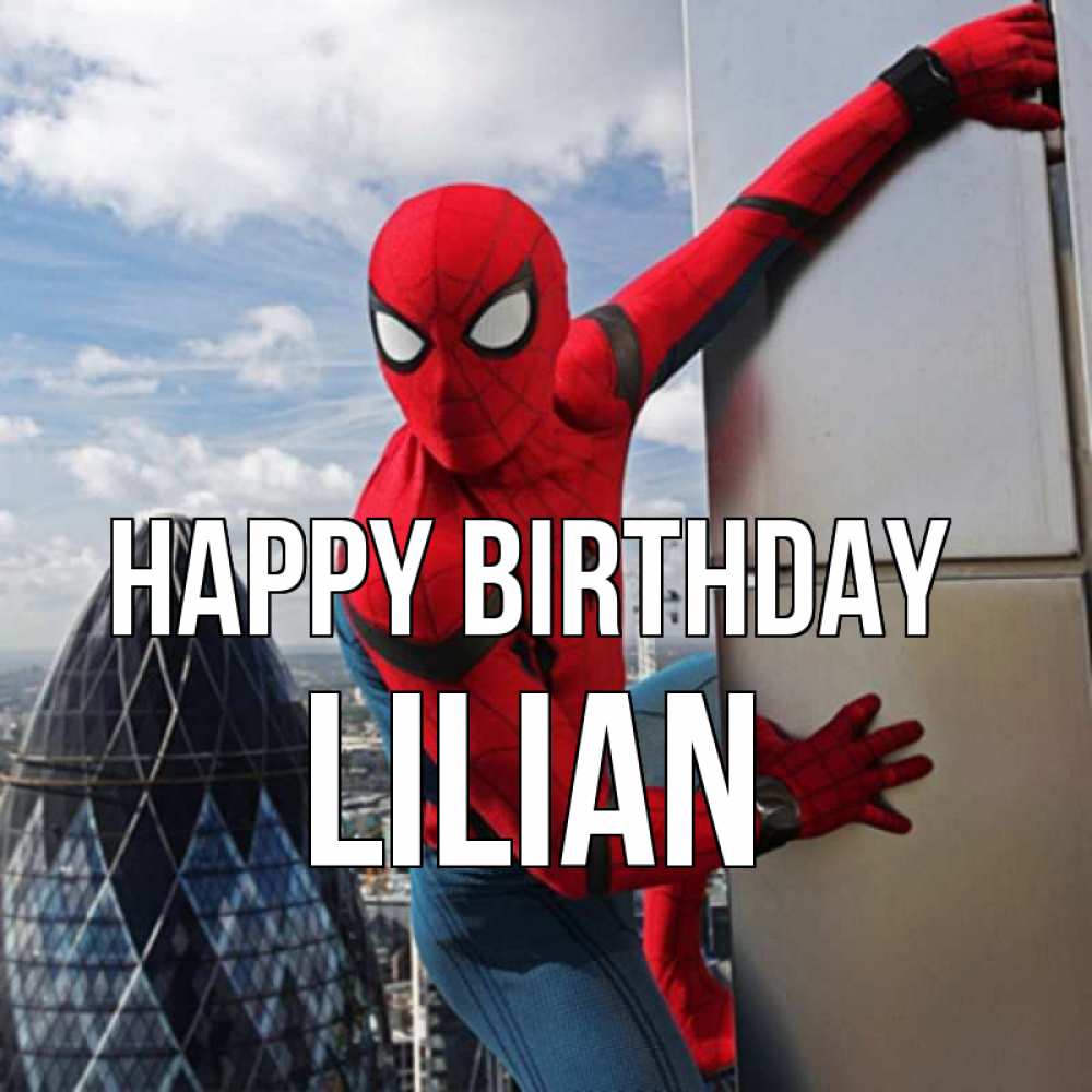 Greetings card с именем, Lilian Happy Birthday Марвел Greetings with text for free download 
