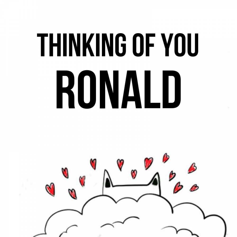 Greetings card с именем, Ronald Thinking of you кот за облаком Greetings with text for free download 
