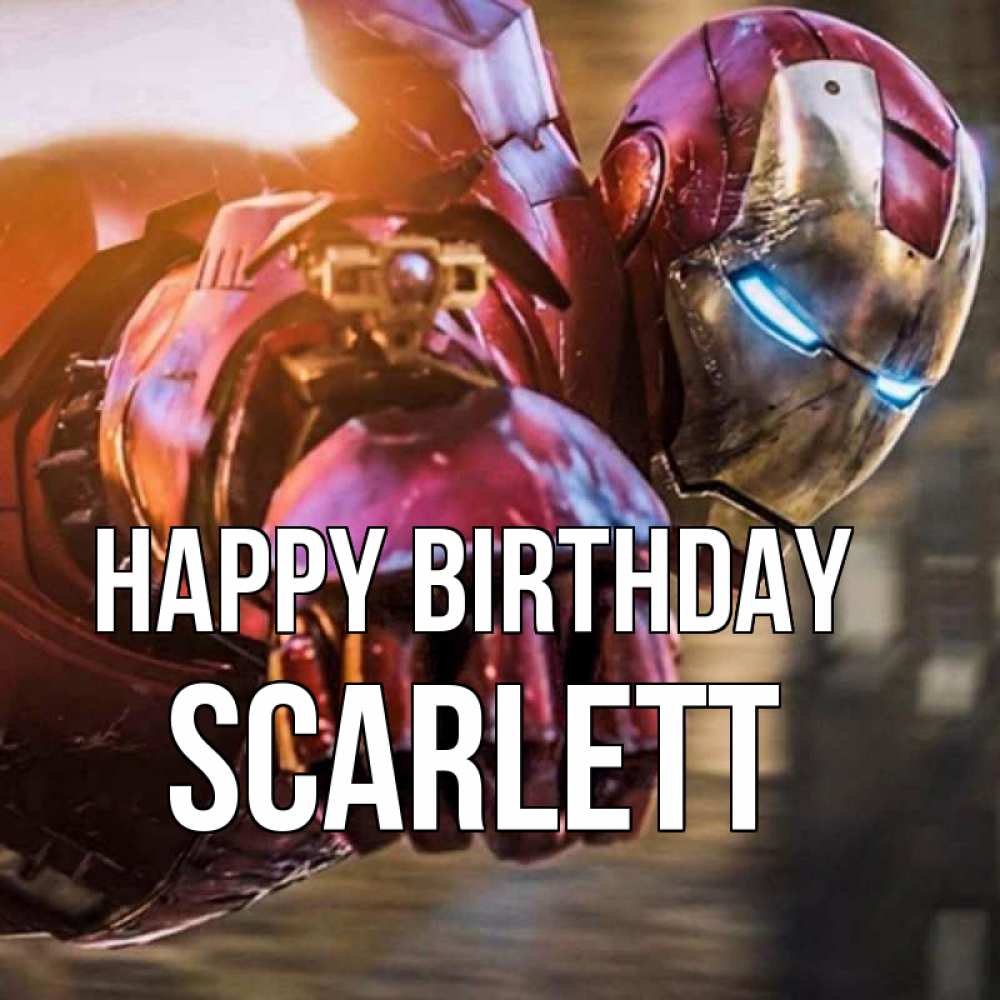 Greetings card с именем, Scarlett Happy Birthday марвел супергерои в костюме Greetings with text for free download 