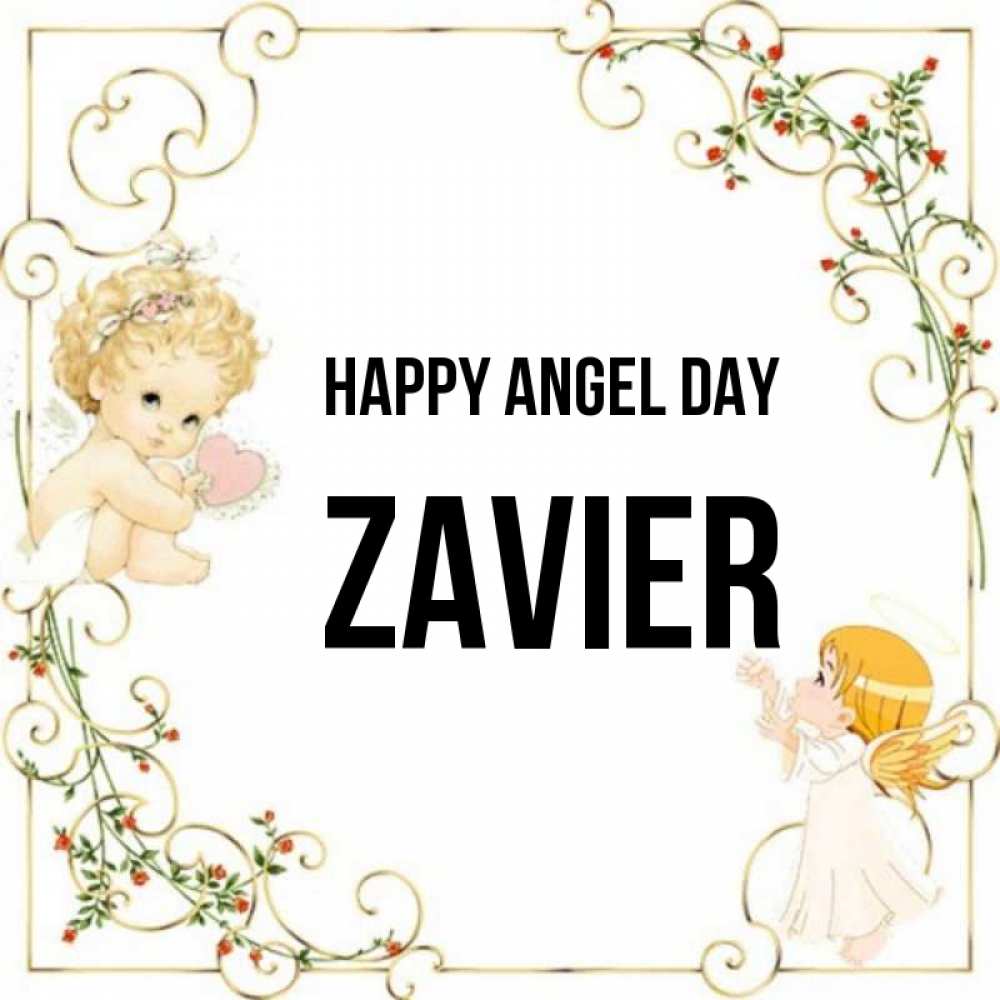 Greetings card с именем, Zavier happy angel day ангелы желают прекрасных именин Greetings with text for free download 