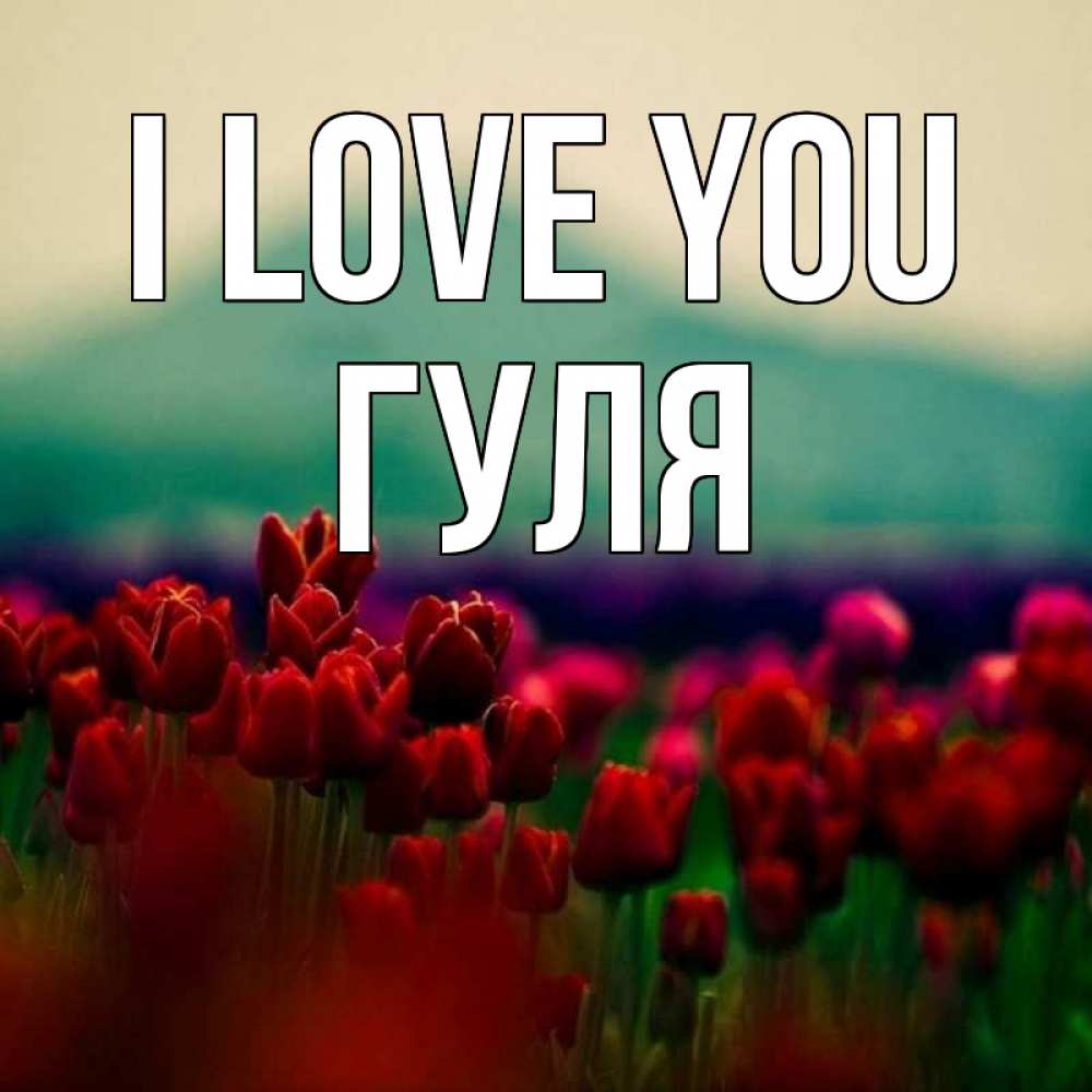 Greetings card с именем, Гуля I love you тюльпаны 4 Greetings with text for free download 