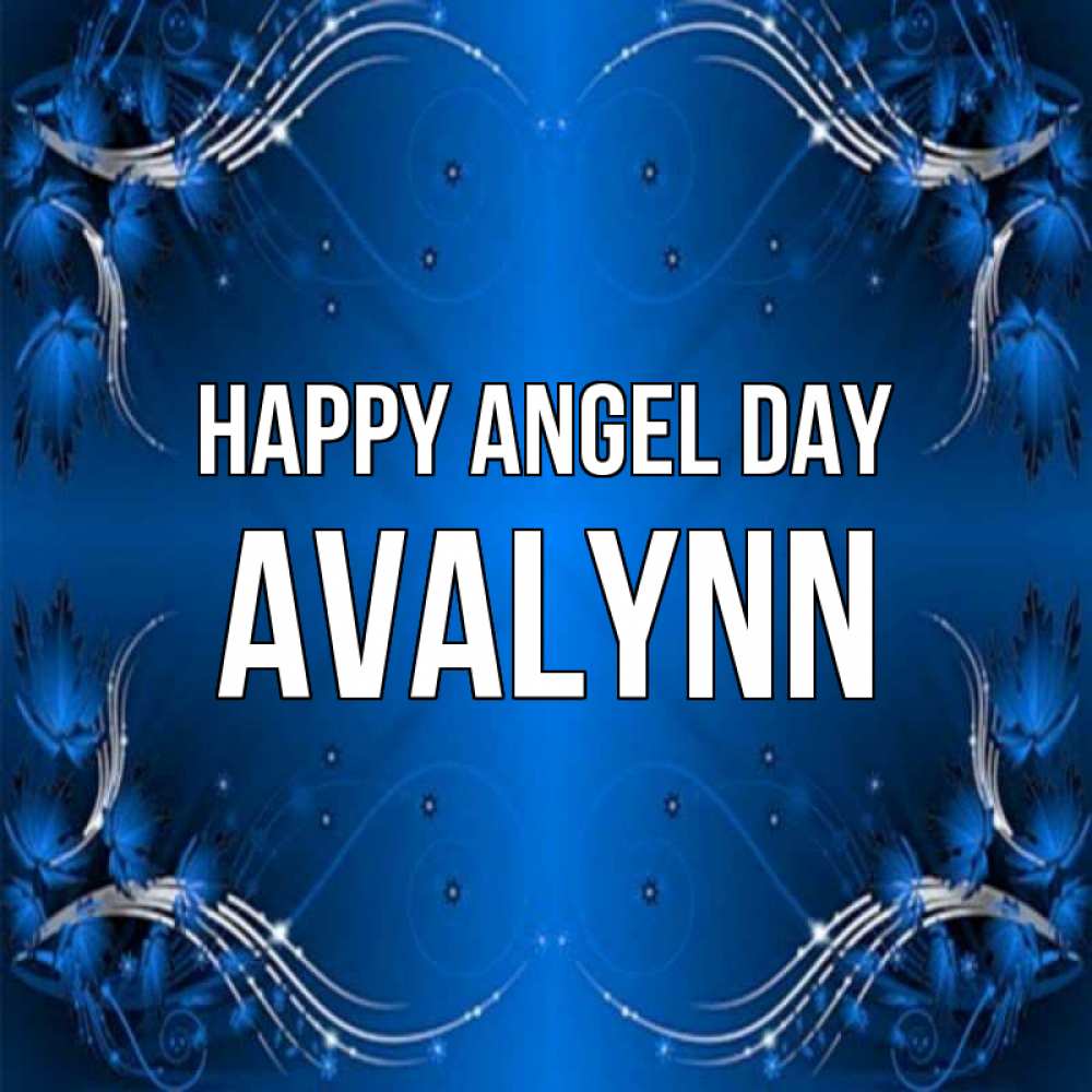 Greetings card с именем, Avalynn happy angel day красивая рамочка с узорами Greetings with text for free download 