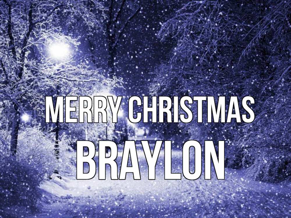 Greetings card с именем, Braylon Merry Christmas зима, снег, фонарь Greetings with text for free download 