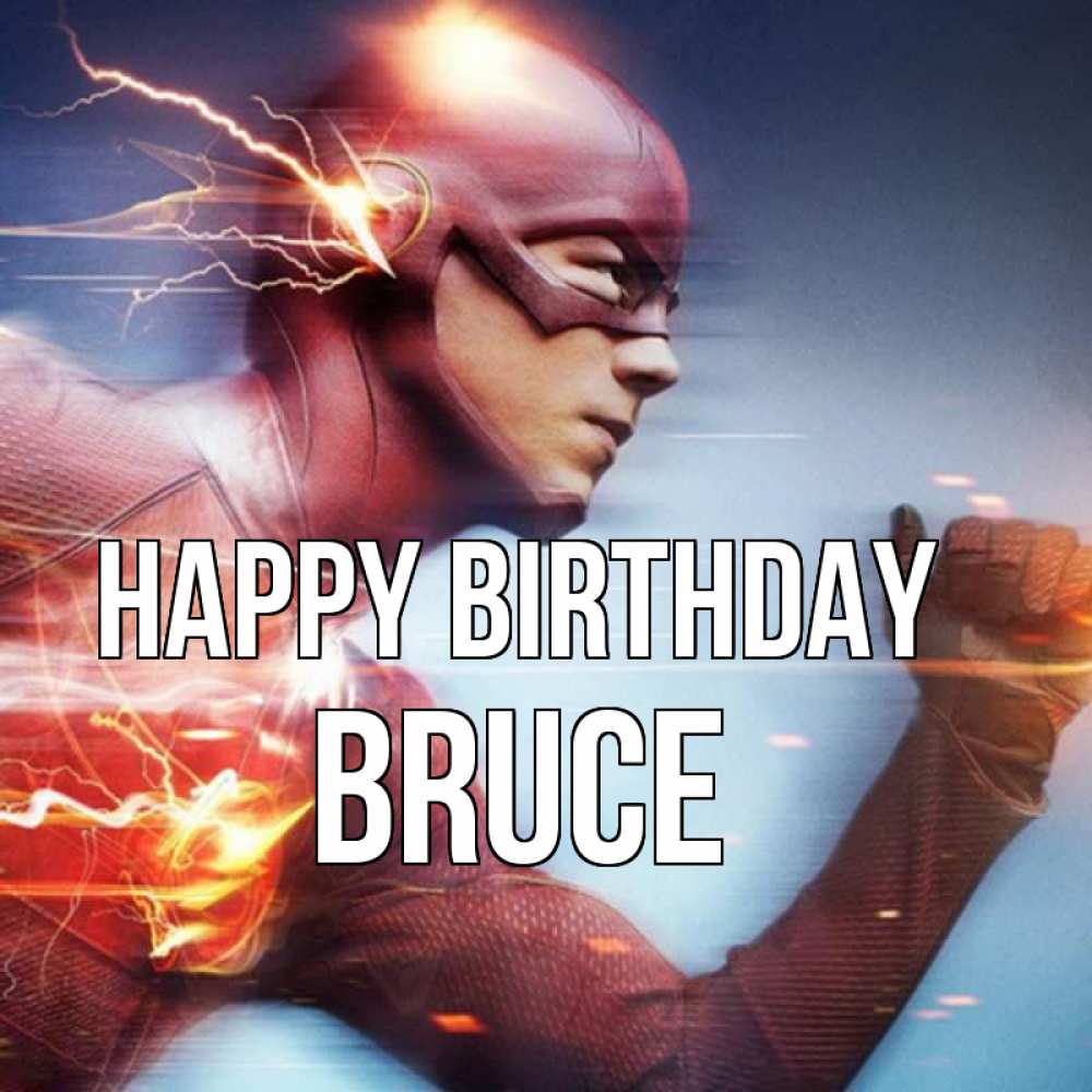Greetings card с именем, Bruce Happy Birthday супергерои быстрые Greetings with text for free download 