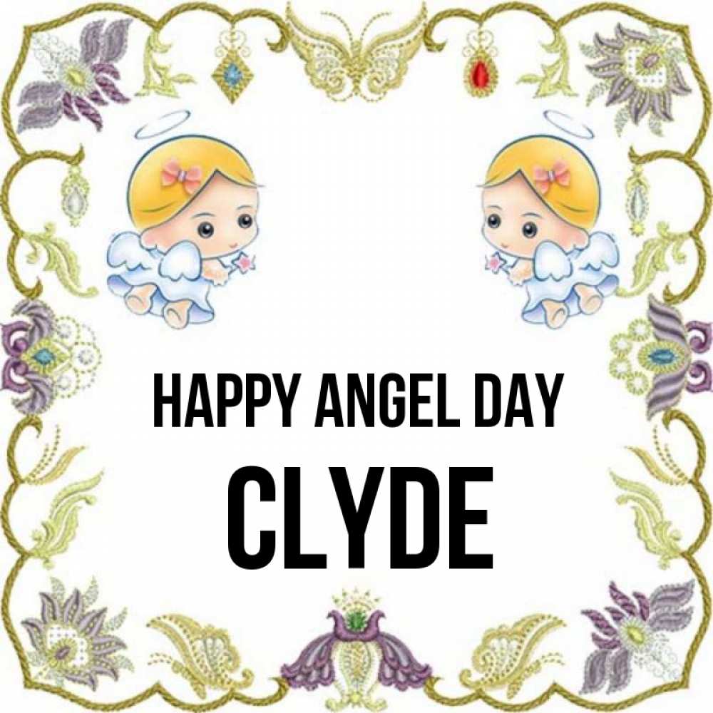 Greetings card с именем, Clyde happy angel day маленькие ангелы с крылышками Greetings with text for free download 