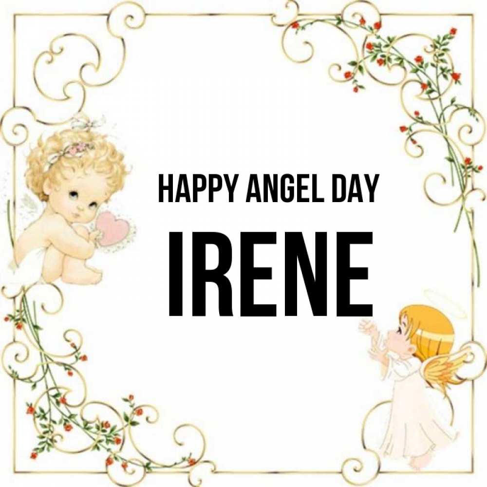 Greetings card с именем, Irene happy angel day ангелы желают прекрасных именин Greetings with text for free download 
