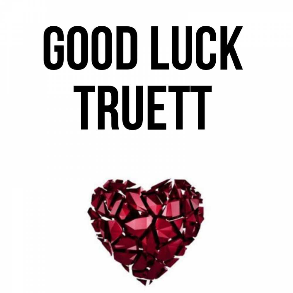 Greetings card с именем, Truett Good luck бордовое из кристаллов  1 Greetings with text for free download 