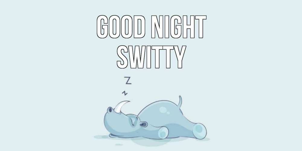Greetings card с именем, switty Good night сладких снов с носорогом Greetings with text for free download 