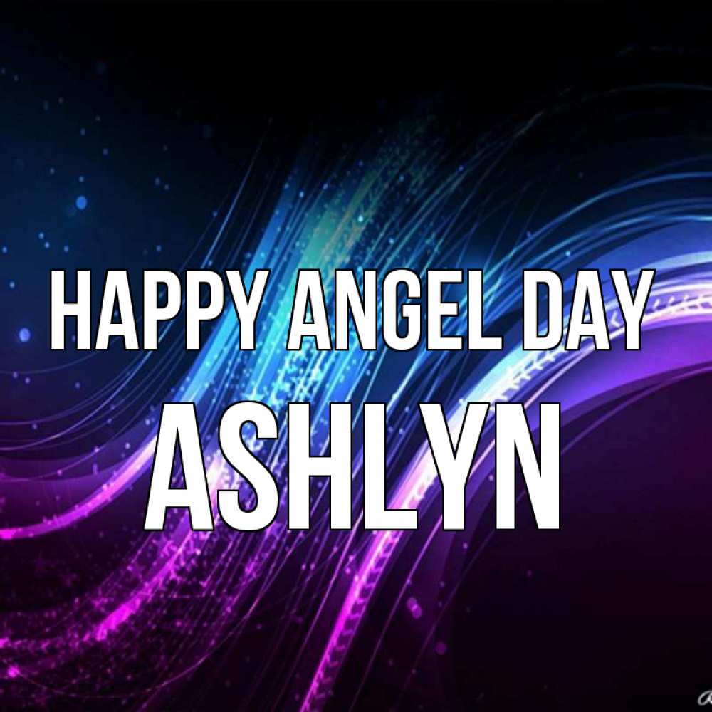 Greetings card с именем, Ashlyn happy angel day фиолетовый фон Greetings with text for free download 