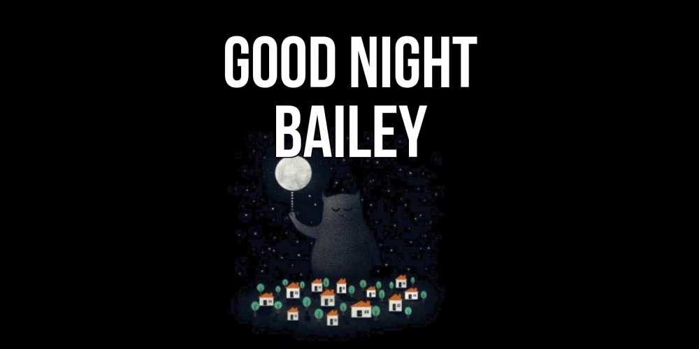 Greetings card с именем, Bailey Good night кот,луна, ночь, звезды Greetings with text for free download 