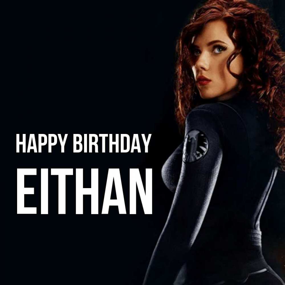 Greetings card с именем, Eithan Happy Birthday Марвел черная вдова Greetings with text for free download 