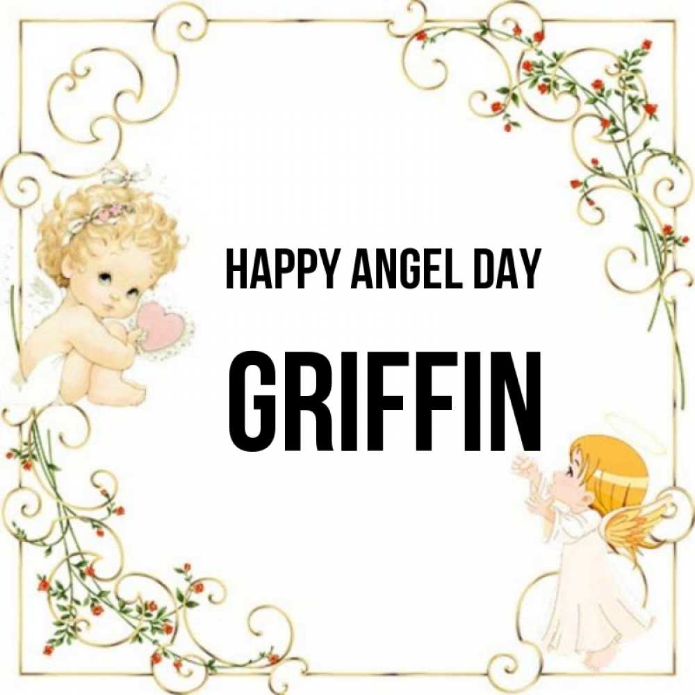 Greetings card с именем, Griffin happy angel day ангелы желают прекрасных именин Greetings with text for free download 