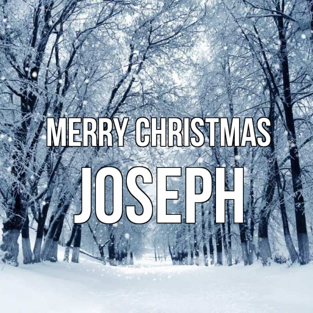 Greetings card с именем, Joseph Merry Christmas снег, лес, парк Greetings with text for free download 