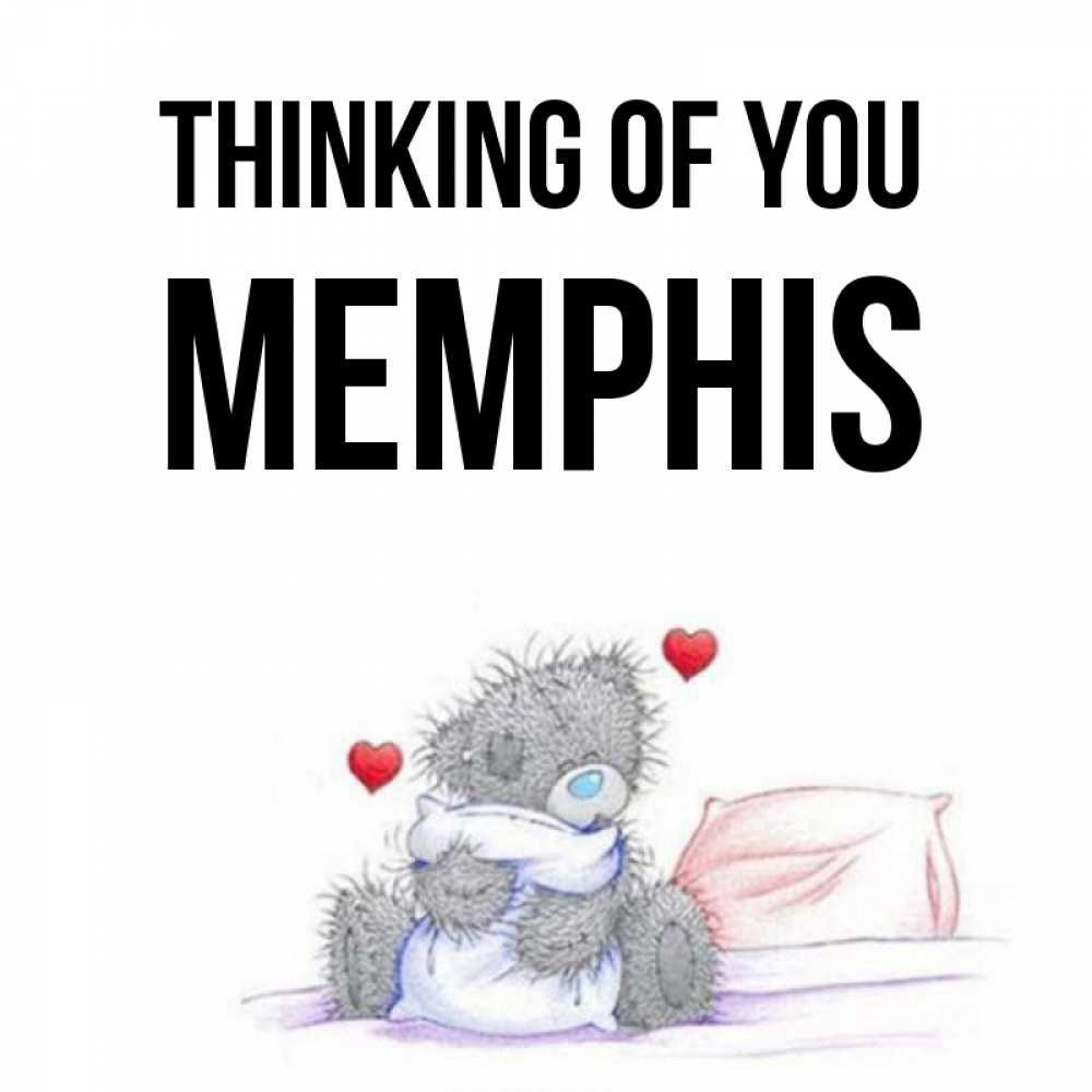 Greetings card с именем, Memphis Thinking of you мишка на кровати Greetings with text for free download 