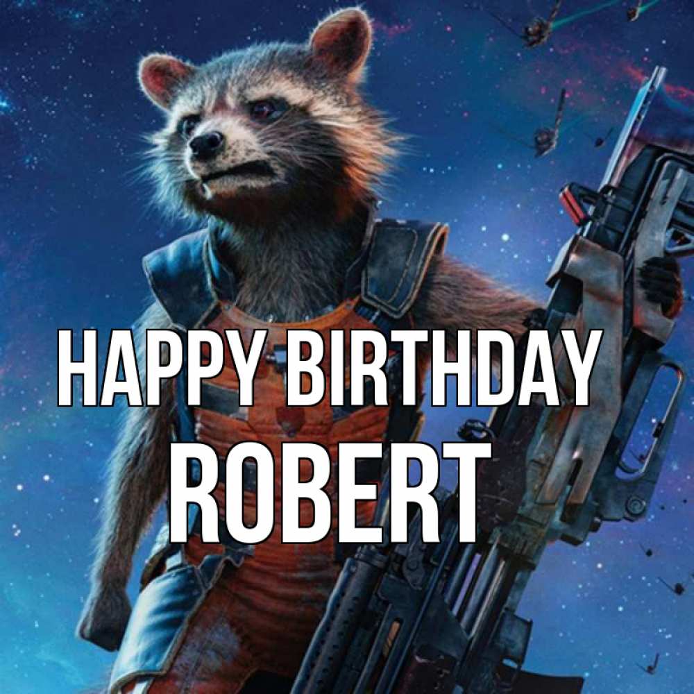 Greetings card с именем, Robert Happy Birthday реактивный Рокета Greetings with text for free download 