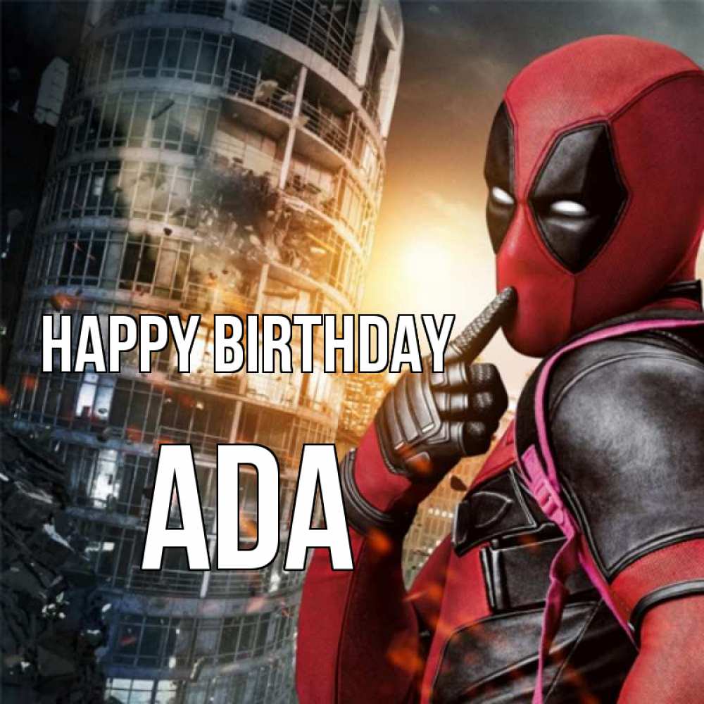 Greetings card с именем, Ada Happy Birthday с супергероями Greetings with text for free download 