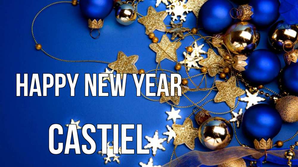 Greetings card с именем, Castiel Happy New Year ёлочные украшения Greetings with text for free download 