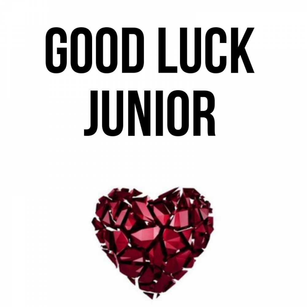 Greetings card с именем, Junior Good luck бордовое из кристаллов  1 Greetings with text for free download 