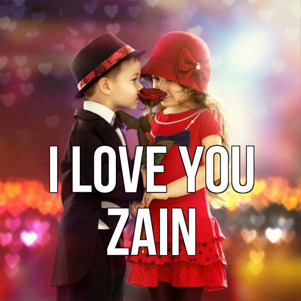 Greetings card с именем, Zain I love you черное и красное и роза Greetings with text for free download 