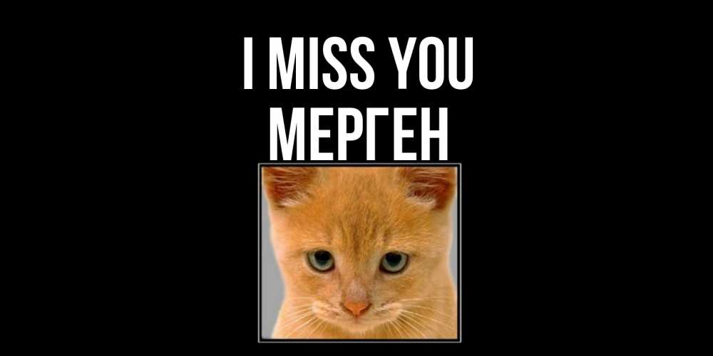 Greetings card с именем, МЕРГЕН I miss you открытки рыжий котенок скучает по тебе Greetings with text for free download 