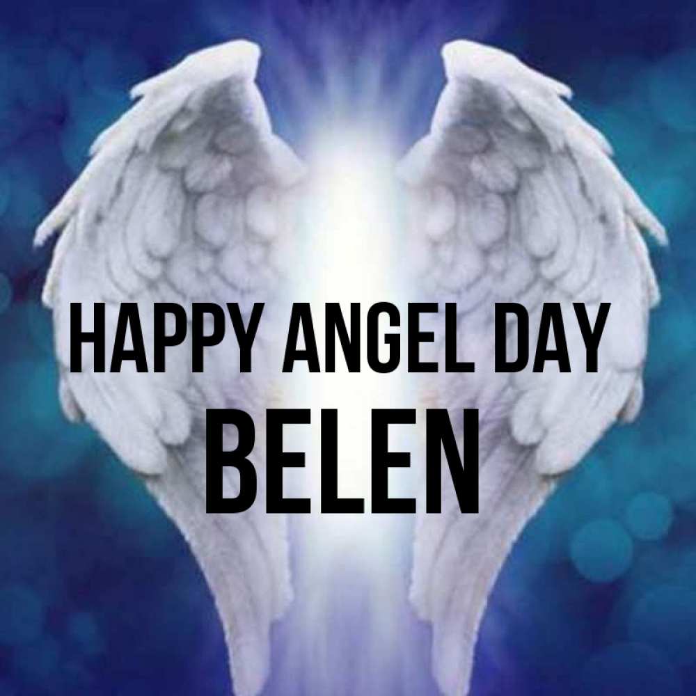 Greetings card с именем, Belen happy angel day синий фон и крылышки Greetings with text for free download 