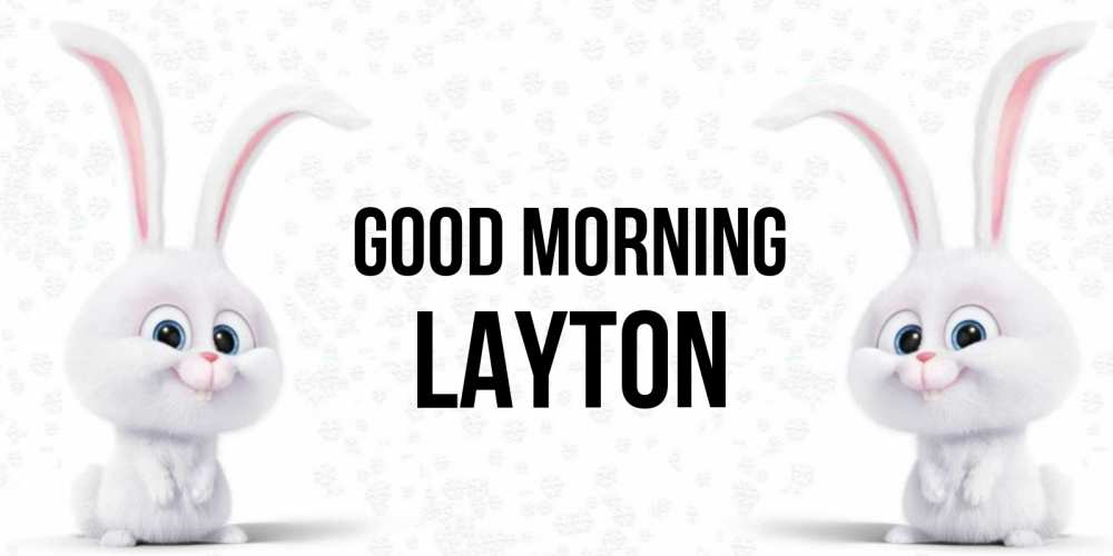 Greetings card с именем, Layton Good morning кролики с длинными ушками Greetings with text for free download 