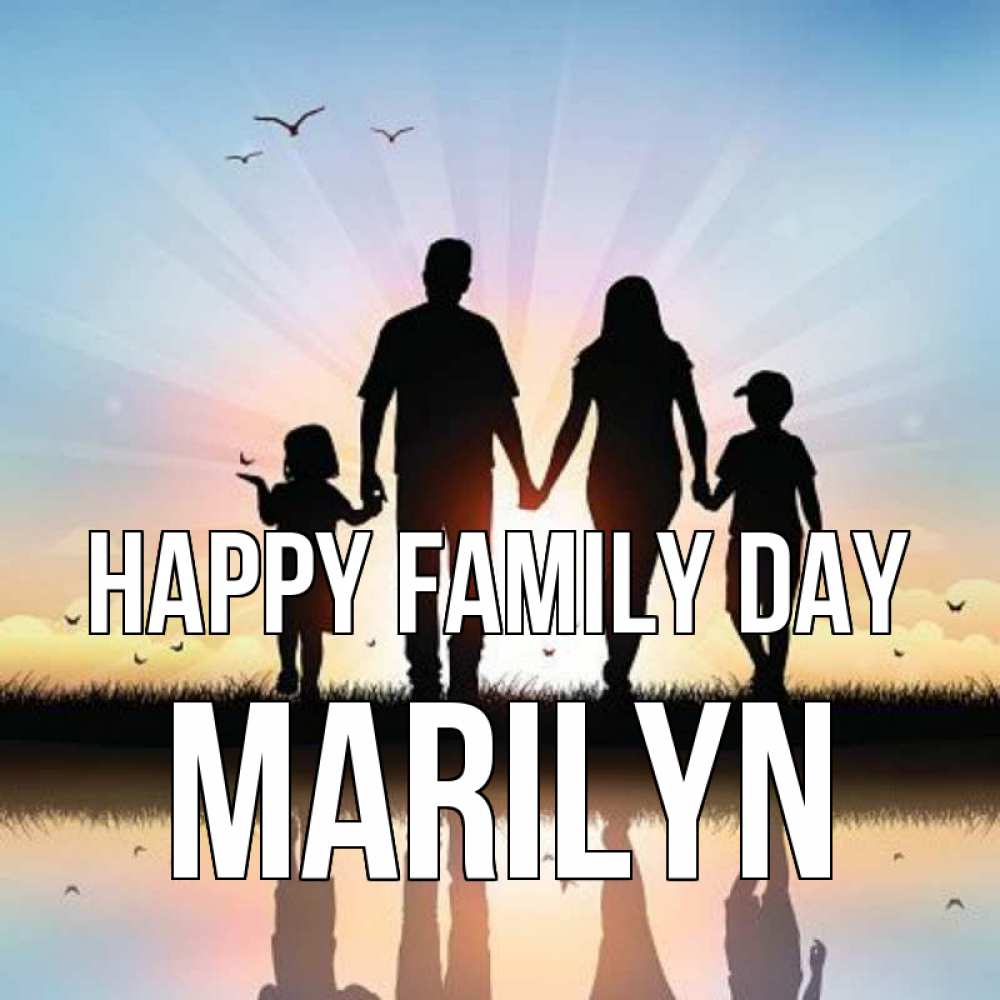 Greetings card с именем, Marilyn happy family day сын, дочка, мама, папа, море , закат Greetings with text for free download 