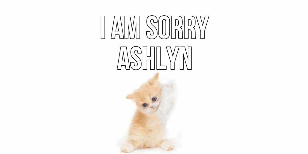 Greetings card с именем, Ashlyn I am sorry кот Greetings with text for free download 