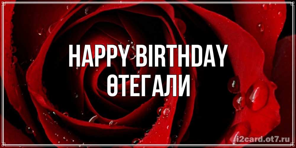 Greetings card с именем, ӨТЕГАЛИ Happy Birthday крупная бордовая роза Greetings with text for free download 
