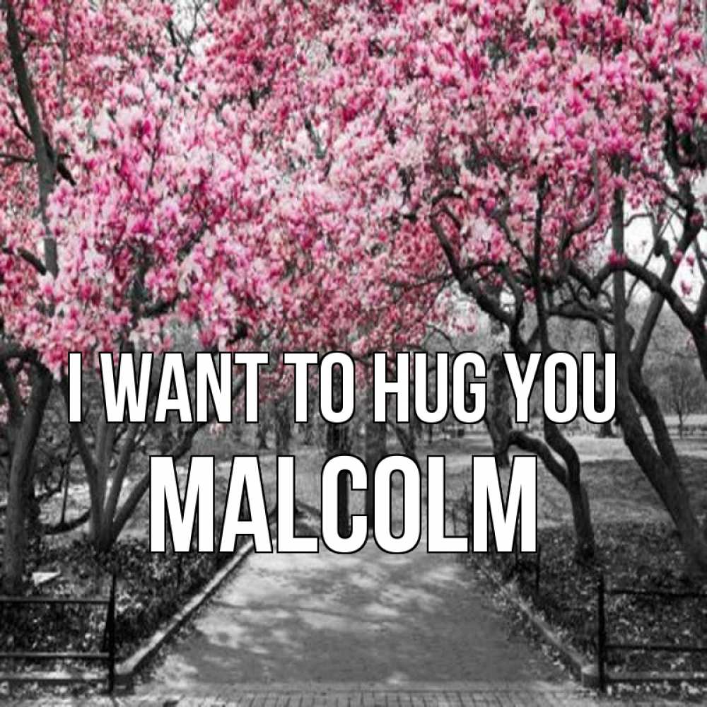 Greetings card с именем, Malcolm I want to hug you обработанное фото Greetings with text for free download 