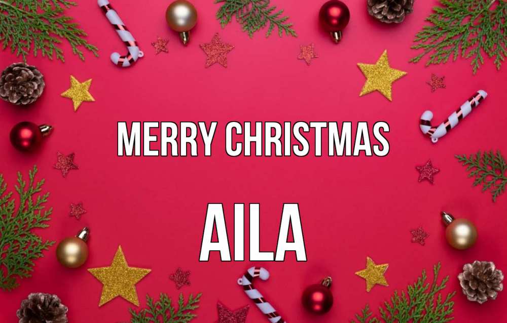 Greetings card с именем, Aila Merry Christmas с рождеством Greetings with text for free download 