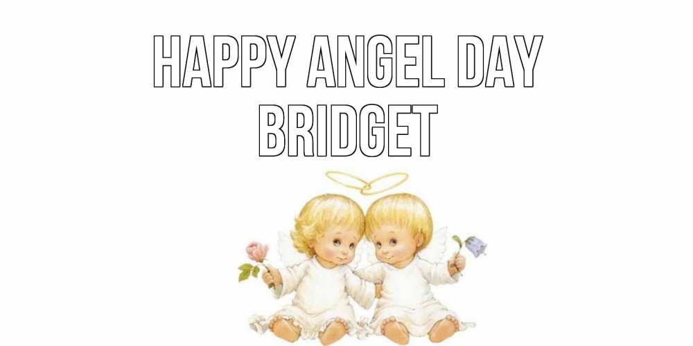 Greetings card с именем, Bridget happy angel day Два ребенка ангела Greetings with text for free download 