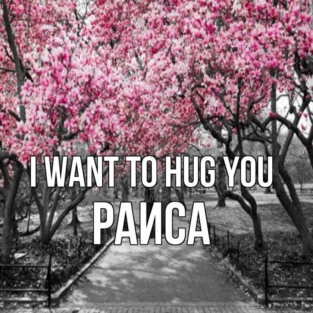 Greetings card с именем, Раиса I want to hug you обработанное фото Greetings with text for free download 