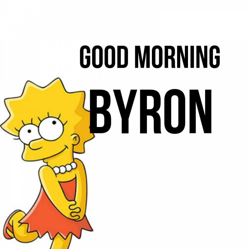 Greetings card с именем, Byron Good morning в платье и ожерелье Greetings with text for free download 