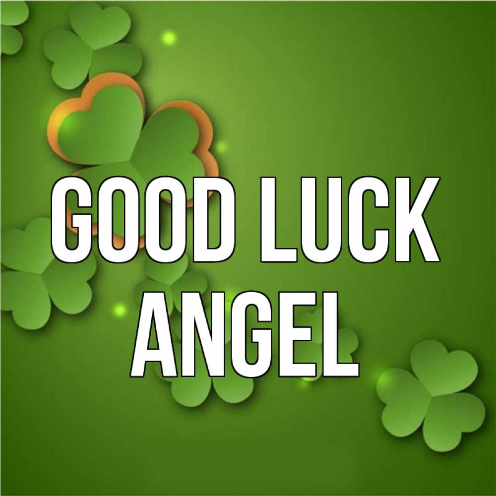 Greetings card с именем, Angel Good luck много трехлистных листочков клевера Greetings with text for free download 