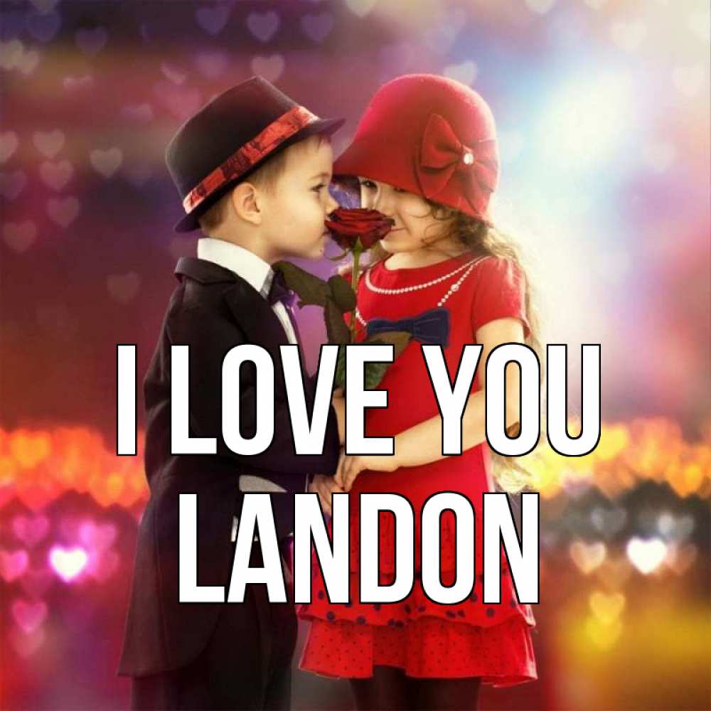 Greetings card с именем, Landon I love you черное и красное и роза Greetings with text for free download 