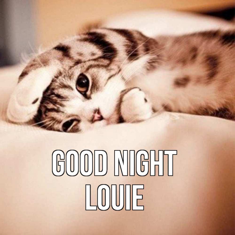 Greetings card с именем, Louie Good night сладких снов с животными Greetings with text for free download 