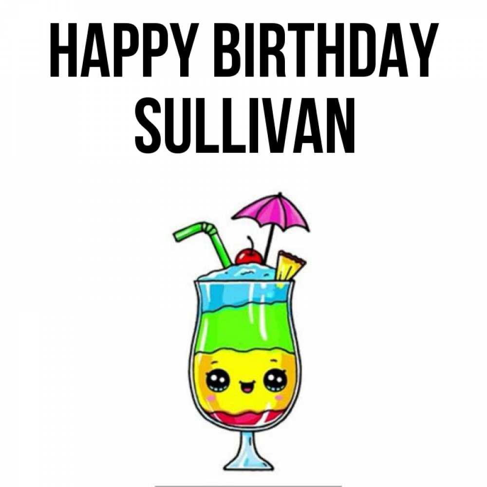 Greetings card с именем, Sullivan Happy Birthday с зонтиком Greetings with text for free download 