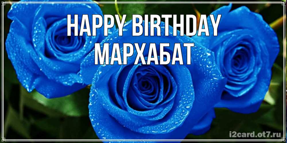 Greetings card с именем, МАРХАБАТ Happy Birthday розы с синим цветом Greetings with text for free download 