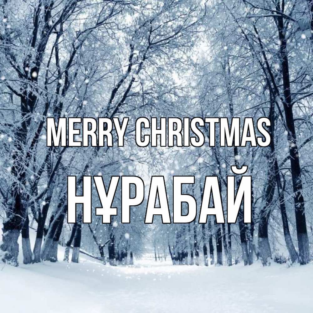 Greetings card с именем, НҰРАБАЙ Merry Christmas снег, лес, парк Greetings with text for free download 