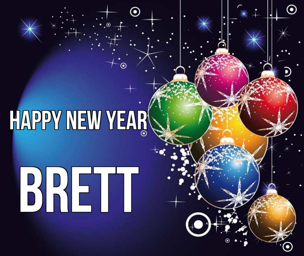 Greetings card с именем, Brett Happy New Year новый год Greetings with text for free download 